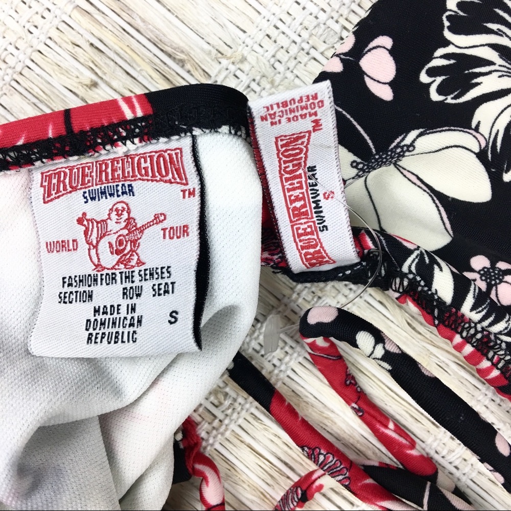 True Religion Halter Bikini Floral Swimsuit Sz S - Picture 5 of 5